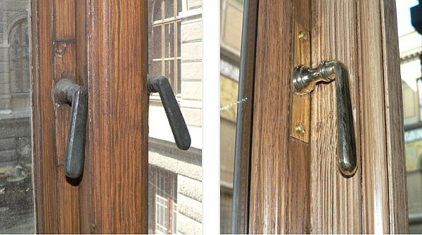 Původní a nová okenní klička Původní a nová okenní klička