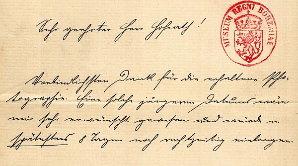 Výřez z dopisu redaktora vídeňského lékařského časopisu, který děkuje Jirušovi za poskytnutou fotografii. Výřez z dopisu redaktora vídeňského lékařského časopisu, který děkuje Jirušovi za poskytnutou fotografii.