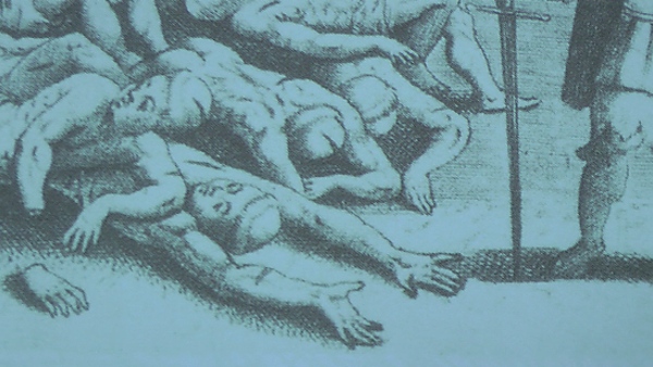 Detail z rytiny zobrazující umučené františkány foto: rytina zobrazující umučené františkány