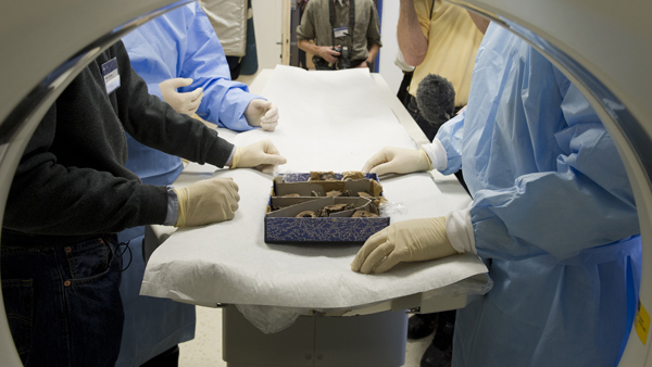 CT-scan ostatků proběhl v nemocnici na Homolce v Praze. Foto: Jacob C. Raven, Aarhus University fotografie z výzkumu ostatků