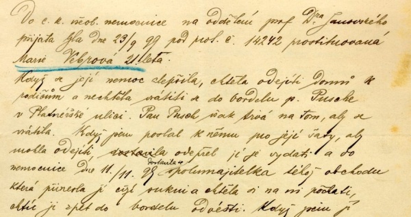 Z dopisu MuDr. Tysovského, lékaře v c. k. všeobecné nemocnici (1899) foto: Z dopisu MuDr. Tysovského, lékaře v c. k. všeobecné nemocnici (1899)