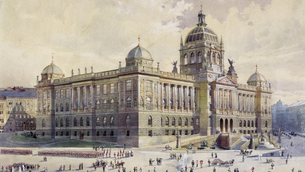 obrázek: Muzejní novostavba v roce 1893 od malíře Antonína Balšánka