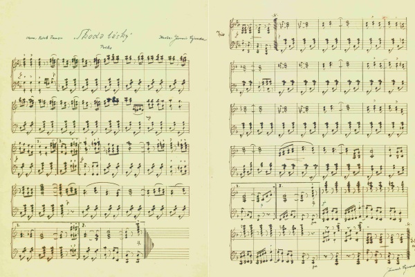 rukopis písně Škoda lásky - z archivu Vejvodovy rodiny