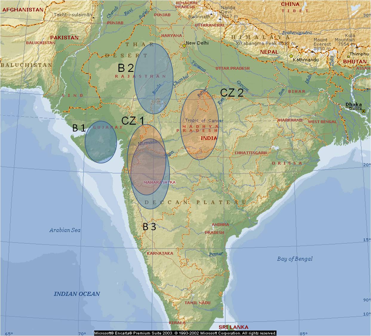 Zimoviště sledovaných hýlů rudých: CZ1 – samec z lokality Milovy, CZ2 - samec z Vltavského luhu, B1-3 - samci z bulharské lokality
