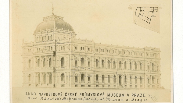 Nerealizovaný návrh architekta Tesaře na budovu České průmyslového muzea, který předpokládal zboření domu U Halánků Nerealizovaný návrh architekta Tesaře na budovu České průmyslového muzea, který předpokládal zboření domu U Halánků