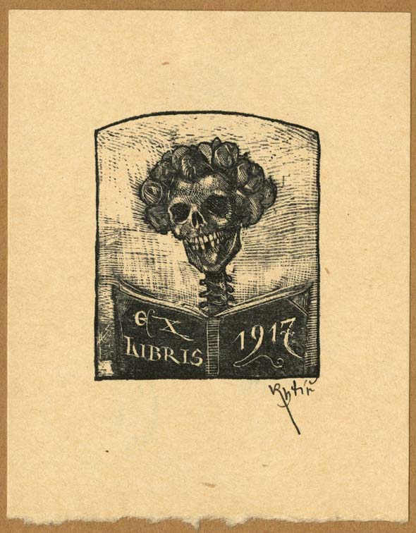 Univerzální exlibris. Václav Rytíř, rytina v Maesrově desce, 1917.