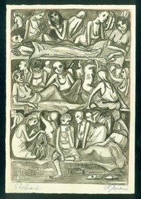 Kresba Niny Jirsíkové s názvem Šláfsaal, zachycující život v koncentračním táboře Ravensbrück (zdroj: Národní muzeum)