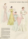 Návrhy dívčích šatů do tanečních od Hedviky Vlkové pro časopis Eva, r. IX, č. 5, 1. 1. 1937