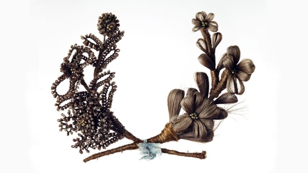 Brož z ustřižených vlasů Boženy Němcové (zdroj: Národní muzeum).