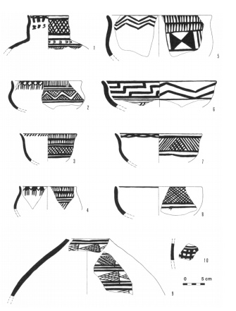 Obrázek. Typy samarrské keramiky podle O.Nieuwenhyse, L.Jacobs, B. van As, T.Broekmans a A.M.Adriaens ze článku Making Samarra Fine Ware - Technological Observation on ceramics from Tell Baghouz