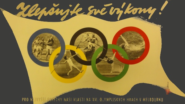 Fotografie. Plakát LOH 1956 v Melbourne. Zdroj: Národní muzeum