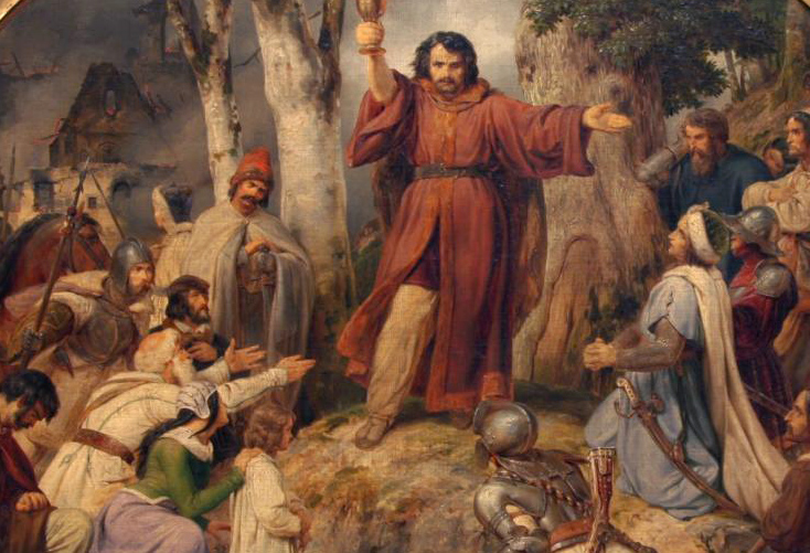 Skica k obrazu Husitské kázání – detail. Zdroj: Národní muzeum Obraz Husitské kázání - skica