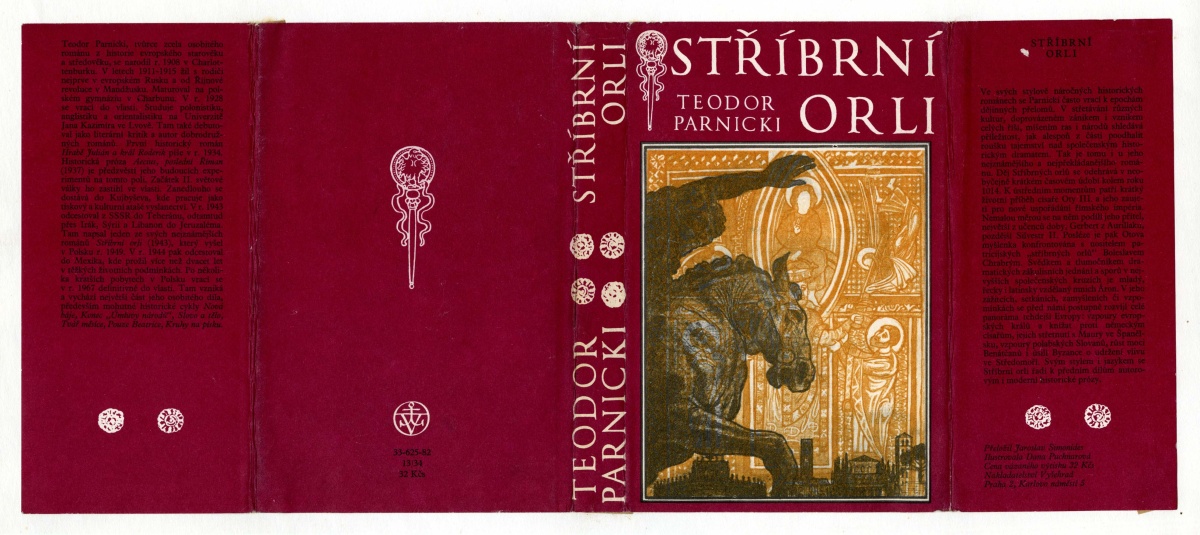 Obálka knihy. Přebal. Parnicki, Teodor: Stříbrní orli. Praha: Vyšehrad, 1982.