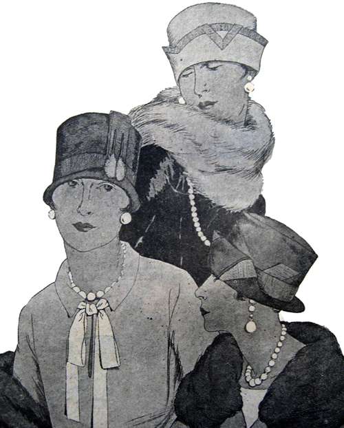 Orázek z Módní revue - tři dámy v kloboucích -1924