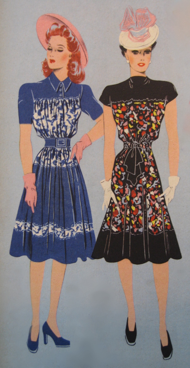 Vkus 1942, kombinované šaty. Zdroj: Národní muzeum