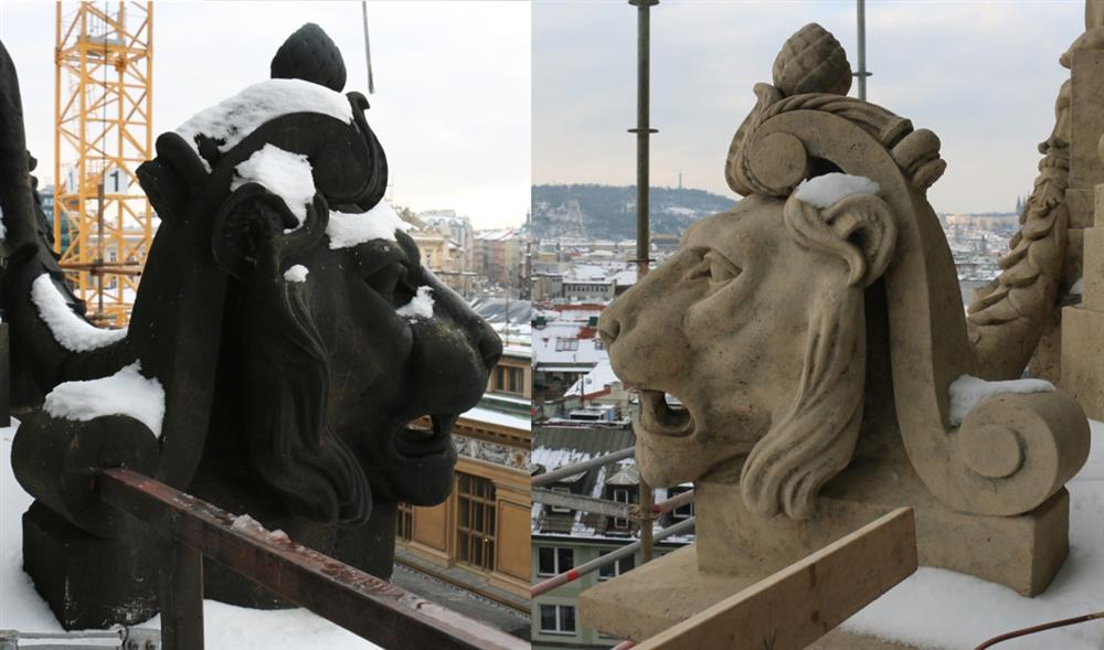 Ukázka soch před restaurováním (vlevo) a po restaurování (vpravo). Zdroj: Národní muzeum